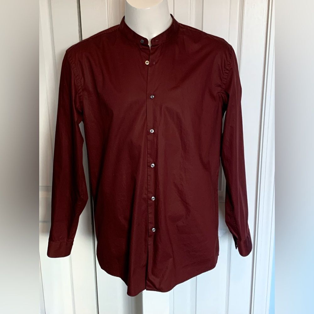 Hugo Boss Men's Burgundy Button-Up Shirt